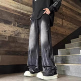 GETADME Autumn And Winter Dye Jeans Mens Denim Jeans New Casual Jeans Straight Leg Pants Baggy Pants Hip-Hop Pants