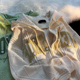 GETADME 레트로 레터 자수 후드 스웨트셔츠 카디건 (여성용, 봄/가을용) 얇고 루즈한 캐주얼 커플 재킷