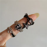 GETADME Vintage Goth Thorny Rose Couple Rings For Men Women Charm Irregularity Opening Stainless Steel Punk Finger Ring Jewelry Y2k Gift