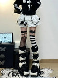 Jupes à volants froncées Harajuku Kawaii, style printemps, shorts blancs assortis, style Y2K E-Girl, taille haute.