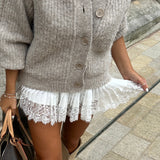 GETADME Fashion High Waist Pleated Mini Skirt Chic Ladies Lace Skirt Classic Women Vintage High Street Club Party Y2k Fairy A-line Skirt