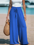 GETADME 2025 Cross border Women's Four Seasons Wide Leg Loose Drawstring Casual Fashion Pants