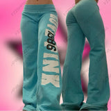 GETADME 2000s American retro letter print casual trousers versatile hot girl style high street Harajuku style women's casual trousers