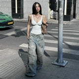 GETADME 섹시 민소매 V넥 바디수트 패션 여성 지퍼 백리스 스트랩 화이트 솔리드 점프수트 캐주얼 Y2K 스트리트웨어 스키니 의류