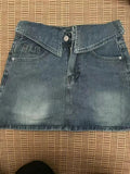GETADME 2025 summer Korean style niche design slimming high waist cuffed denim short skirt for women anti-exposure A-line hip skirt
