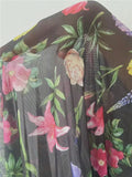 GETADME Floral Print Sleepwear Mesh Ruffle Hem Cami Nightdress Bride Nightwear Babydoll Vintage Sleep Dress