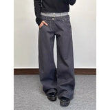 GETADME Men's Jeans Man Pants Loose Fit Black Wide Leg High Street Denim Relaxed Straight Casual Spring Slouchy Trousers