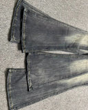 GETADME Gothic Washed Denim Flare Pants Women Autumn Streetwear Slim Black Grey High Waisted Jeans Vintage Long Pants Y2k Clothes