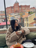 Getadme Winter Lamb Wool Plush Coat For Women Thicken Warm Long Sleeve Turtleneck Jackets Autumn Fashion Streetwear Ladies Overcoat