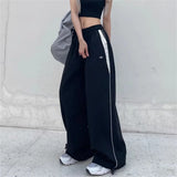 GETADME Y2K Women Cargo Pants Vintage Streetwear Baggy Wide Leg Sweatpants Casual Drawstring Oversize Pockets Tech Fashion Trousers