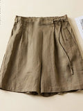 Women Casual Short Pants New Arrival Vintage Style Solid Color Loose Comfortable Female Cotton Linen Shorts B2438