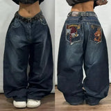 GETADME American Y2K Fashion Trend Loose Straight Jeans Women Street Hip Hop Vintage Joker Oversized Wide-leg Pants Unisex Mopping Jeans