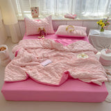 GETADME Thin Cool Breathable Summer Blanket Skin-friendly Lightweight Quilt Well-vetilated Single Double Seersucker Comforter Duvet Set