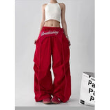 GETADME Korean Y2K Cargo Pants Women Streetwear Letter Print Baggy Sweatpants Gyaru Harajuku Wide Leg Joggers Summer Casual Trousers