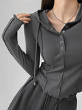 Getadme-Crop Tops Women T-shirts Hooded Sweatshirt Long Sleeve Tees Y2k Clothes Korean Casual Woman Tshirts Poleron Mujer