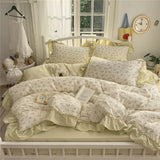 GETADME 3/4Pcs Korean Princess Style Ruffles Bedding Set Single Queen King Size Duvet Cover Set Bed Sheet Pillowcases