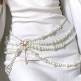Getadme-Y2K Jewelry Multilayer Pearl Waist Chain for Women's Fashion Retro Character Playing Body Accessories Sexy Party Accessorie Gift