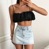 GETADME Sexy Backless Flower Bud Fold Camisole Spring and Summer Women's Chic Loose Soft Beach Travel Vacation Casual Base Camisole Top