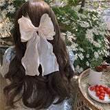 Nouvelle pince à cheveux pour femmes et filles, bleu doux, satin brillant, nœud papillon, grande barrette à ruban, couleur unie, épingle à cheveux pour foulard, pince à queue de cheval