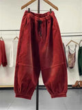 GETADME Autumn Winter Casual Corduroy Harem Pants Women High Waist Retro Loose Bloomers Female Oversize Mom Trousers Baggy Sweatpants