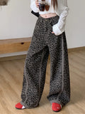 GETADME 2025 Cyber Y2K Streetwear Leopard Wide Leg Baggy Jeans Pants For Women Clothes Striped Straight Underwear Hip Hop Lady Trousers
