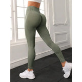 GETADME Women Summer Seamless Solid Sports Leggings with High Waist Hip Lifting Letter Pants Fitness Yoga PantsTraining Leggings