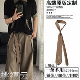 GETADME Long Skinny Plaid Waist Belt With Jeans Necktie Scarf Decorative Accessory Personality Trendy Hairband Fashionable Accessory