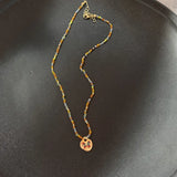 GETADME Vintage Brown Natural Stone Pendant Necklace for Women Fashion Geometric Long Leather Rope Necklace Sweater Chain Jewelry Gifts