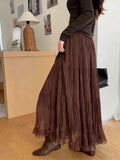 GETADME Elegant Pleated Skirt for Women with Elastic Waist Slim Fit A-Line Long Design Spring 2026 Fashion Trend