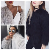 Getadme-Winter New Faux Fur Coat Women Jacket Female Fuzzy Fur Coat Winter Thick Warm Fluffy Artificial Fur Casual Jacket Outerwear