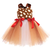 GETADME Girls Christmas Animal Masquerade Costume Cute Elk Costume Children's Birthday Carnival Party Bow Dress Baby Festival Gown 2025