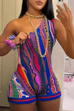 GETADME Striped Paisley Print Women's Set One Shoulder Tank Top and Shorts 2025 Summer Fashion Two 2 Piece Set Outfits Tracksuit