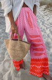 GETADME Ladies Beach Pants High Quality Pure Cotton Fabric Blue Fish Graphic Printing Chic Trend Fashion New Loose Wide Leg Trousers
