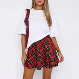 GETADME Retro Plaid Pleated Skirts Skirt Y2K Streetwear Vintage School Uniform A-Line Gym Student Short Skirt Girl Xmas Dress Up
