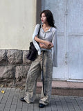 Getadme American Leopard Wash Jeans Women Y2K Retro Street Hot Girl Loose Korean Style Casual Hot Girl High Waist Straight Jeans