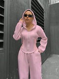 GETADME Spring Autumn New Two Piece Set 2025 Women's Trendy Hooded Cardigan Slim Casual Two Piece Set Woman Outfits Conjuntos Feminino