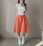 GETADME Summer Drawstring Wide Leg Shorts Women Fitness Running Loose Casual Large Sports Shorts Sweat Short High Elastic Lace Up Pants