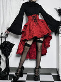 GETADME 2025 New Retro Gothic High Waist Swallowtail Skirt Women's Steampunk Vintage Lace Up Asymmetrical High Low Skirts Outfits Party