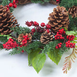 GETADME YeeNanee Christmas Decoration Wreaths for Front Door Handmade Cypress Leaf Red Berry Pine Wreath Xmas Home Wall Window Decor