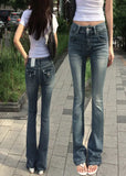 GETADME Gothic Buddha Head Womens Jeans Y2K Clothes Hip Hop Pocket Embroidery Vintage Blue Baggy Jeans Low Waist Wide Leg Trousers