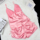 GETADME 2025 Summer New Pajamas Suit Lace Up Cami&shorts 2Pcs Lingerie Sleepwear Rayon Homewear Women Loose Loungewear Big Size 3Xl
