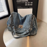 GETADME Denim bag women 2025 New fashion casual shoulder bags large capacity Tote Bag class commuting crossbody Bags for women bolsa sac