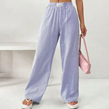 GETADME Fashion Striped Trousers Women Summer New Streetwear Basic Straight Casual Slim Pants Lady Sexy Solid Simple Versatile Trousers