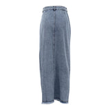GETADME Irregular Split High Waist Vintage Denim Button Autumn Long Skirts Slimming Mujer All-match Casual Skirt Streetwear Winter 2025