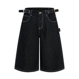 GETADME 2026 Summer American Retro Denim Cropped Pants for Men and Women Street Loose Wide-leg Shorts Y2K Hip-hop Street Dance Pants