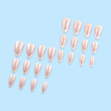 GETADME 24개입 심플 화이트 프렌치 가짜 손톱 아몬드 셀프 접착식 손톱 눌러 붙이는 인조 손톱 저렴한 가격 여자용 눌러 붙이는 손톱