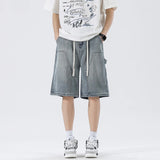 GETADME Summer Men's Shorts American Retro Street Hip-hop Y2K Loose Denim Shorts Fashion Casual Splicing Overalls Five-quarter Pants