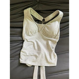 GETADME Summer Women Tank Top Slim Fit Halter Neck Sleeveless Crop Top Backless Bow Tie Design Sexy Streetwear Y2K Style Gray Camisole