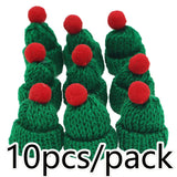 GETADME (10 Pieces/pack) 4x6cm Mini Christmas Knitted Hat Plush Yarn Finger Hat Christmas Decoration Holiday Handmade DIY Pendant