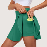 GETADME 여름 여성 스프린트 테니스 댄스 피트니스 짧은 치마 젊음 빠른 건조 단색 여성 안감 하이 웨이스트 미니 스커트 반바지